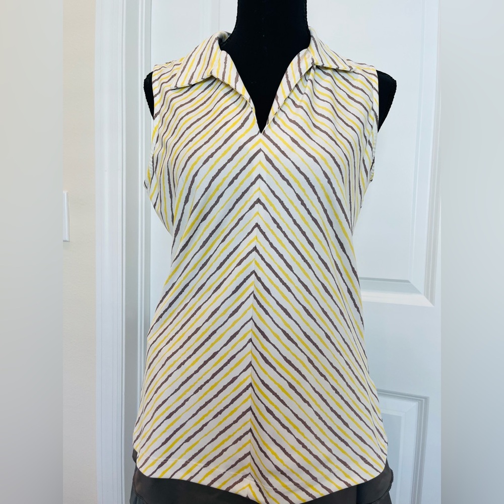 Tail Yellow Diagonal Stripe Sleeveless Top